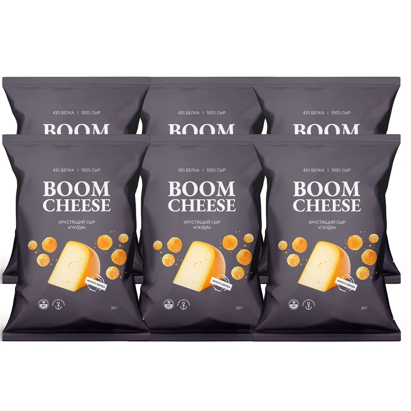 Набор сырных снеков BOOM CHEESE Гауда, 6 пачек