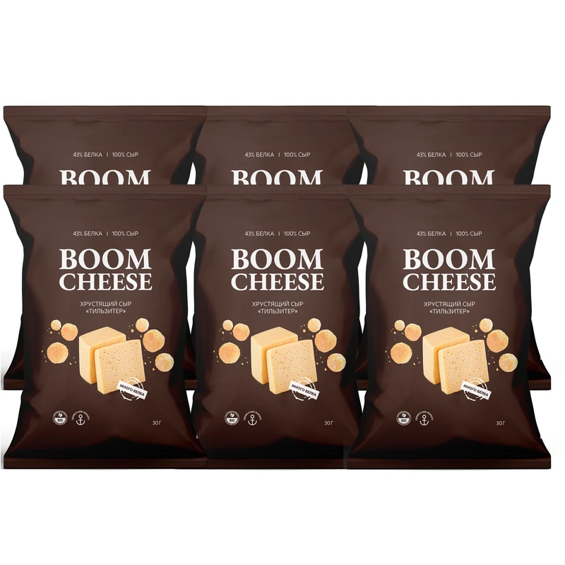 Набор сырных снеков BOOM CHEESE Тильзитер, 6 пачек